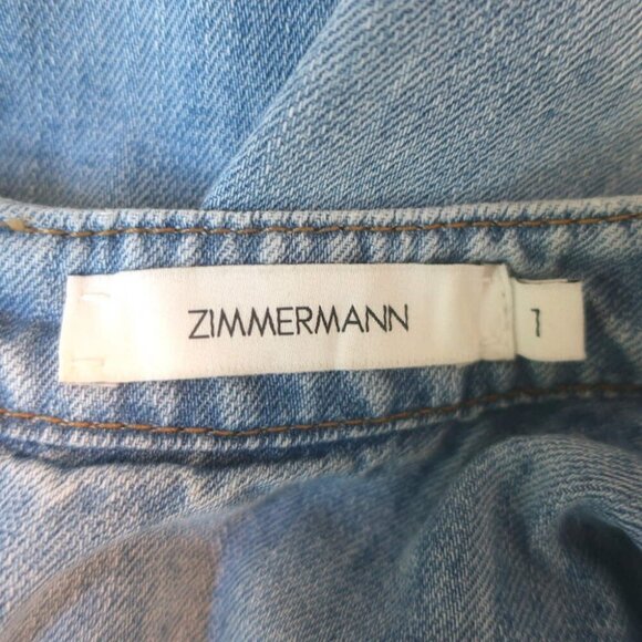 Zimmermann Lucky Denim Midi Dress Skylark Blue Cotton Size 1 - Picture 6 of 8